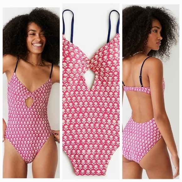 J. Crew Twist-front Keyhole One-piece Swimsuit  NWT - Picture 5 of 6